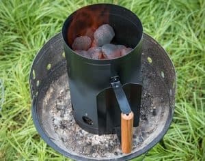 Lighting a charcoal chimney starter