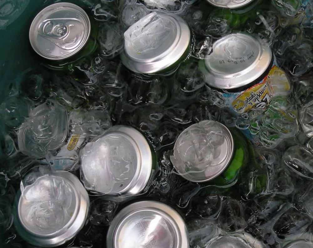 cold cans in a patio cooler