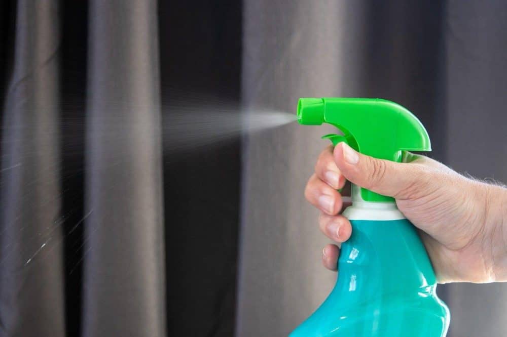 a chemical bottle spraying