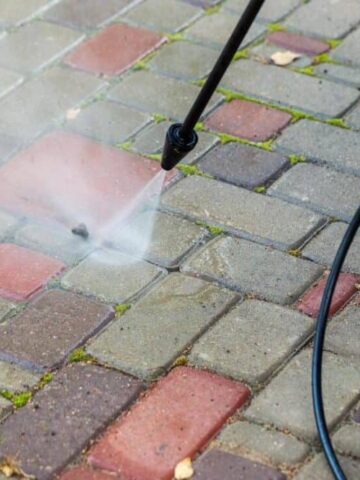 power washing a brick patio