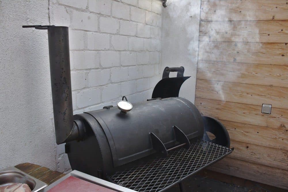 an offset smoker with a large chimney