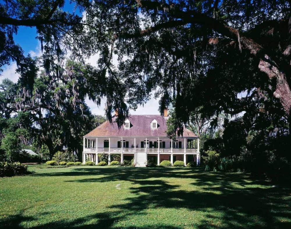 a southern plantation home with newly planted grass