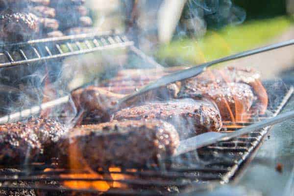 cooking hamburgers on a Weber gas grill