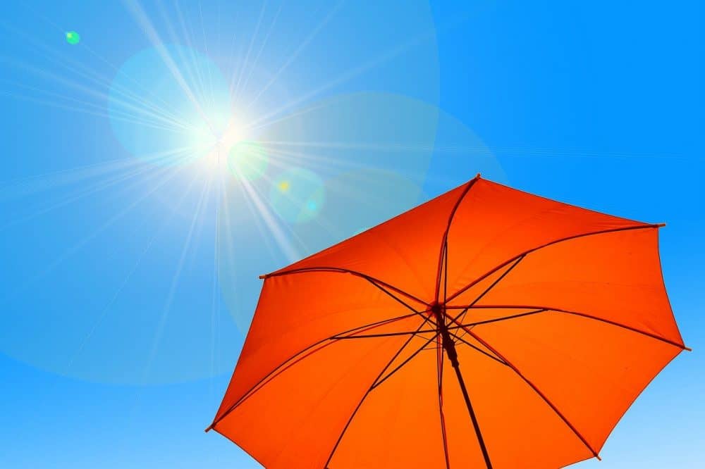 patio shade umbrella under the hot sun