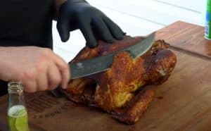 carving a smoked turkey