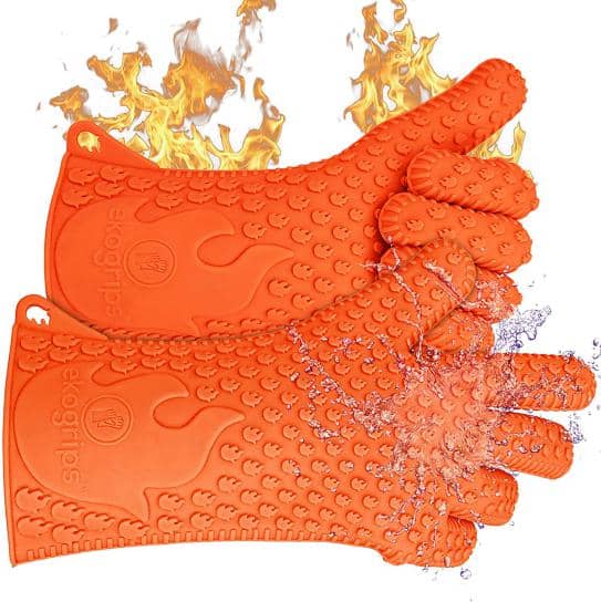 Orange Silicone Grilling Gloves