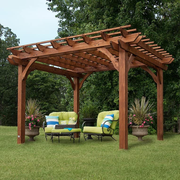 wooden pergola backyard patio shade idea