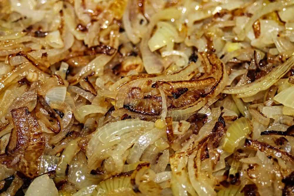 fried beer and onions for brats