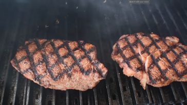 steaks seared on a pellet grill with grill grates