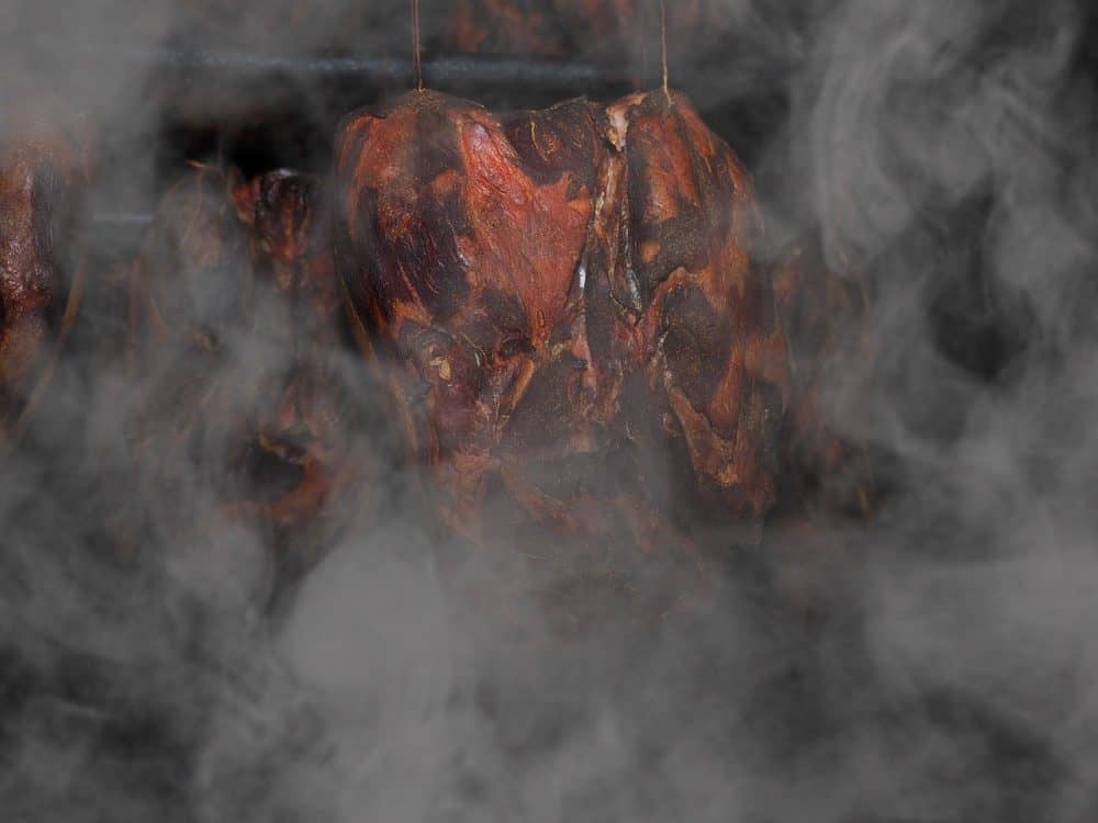 a raw ham smoking