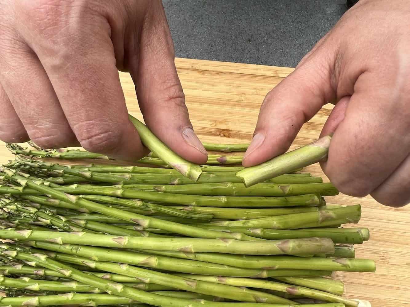 breaking asparagus before smoking