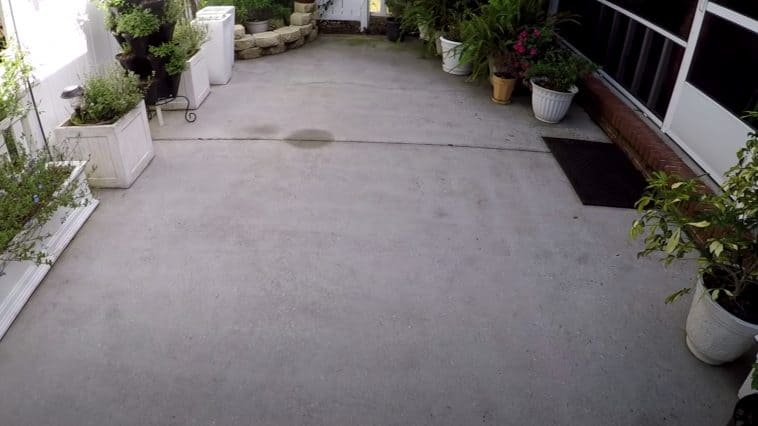 a concrete patio cleaned without a pressure washer
