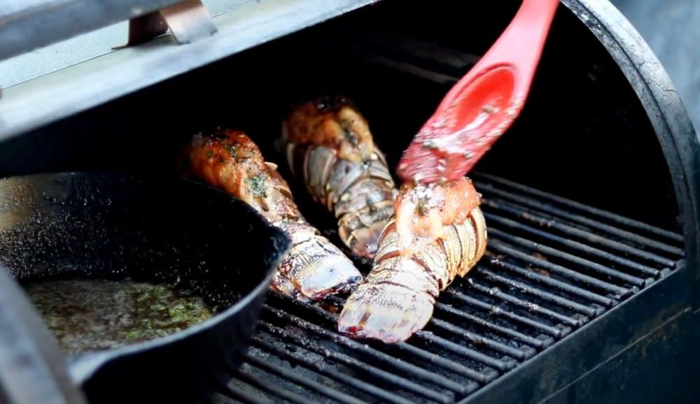 basting smoked lobster tails with butter