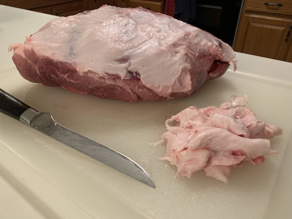 a pork butt with the fat trimmed off of it