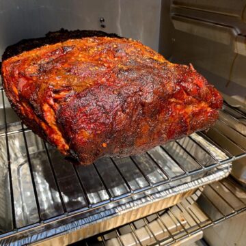 a smoked boston butt in a masterbuilt electric smoker