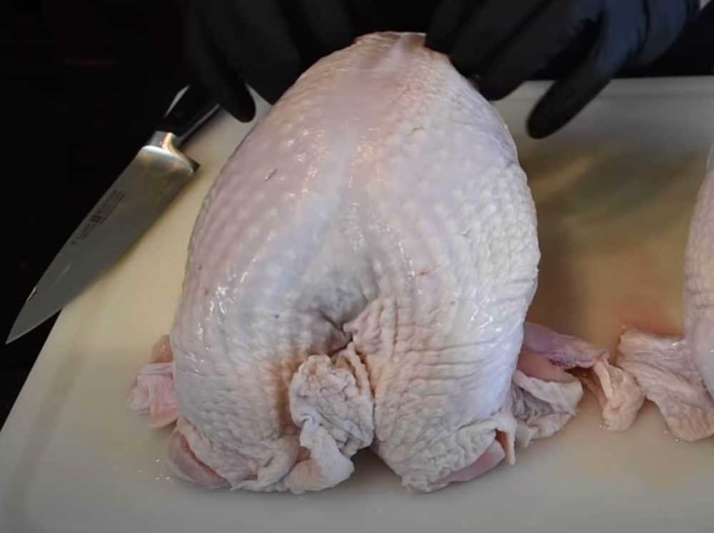 preparing a raw turkey for the pellet grill