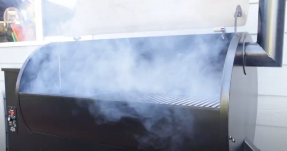 a traeger grill starting to make smoke