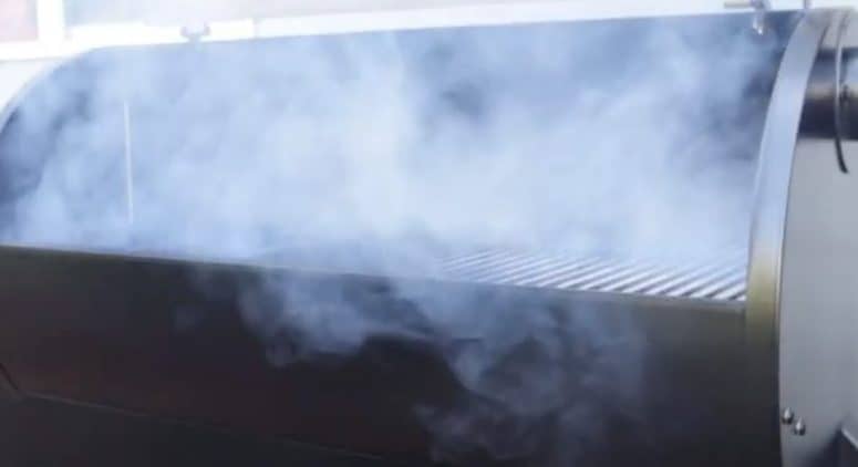 a traeger grill starting to make smoke