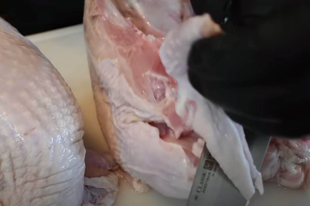 trimming a turkey breast for the pellet grill