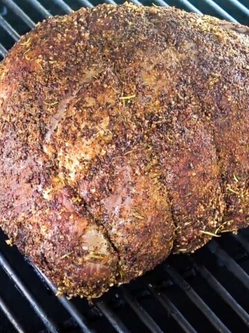 a smoked sirloin tip beef roast on a smoker