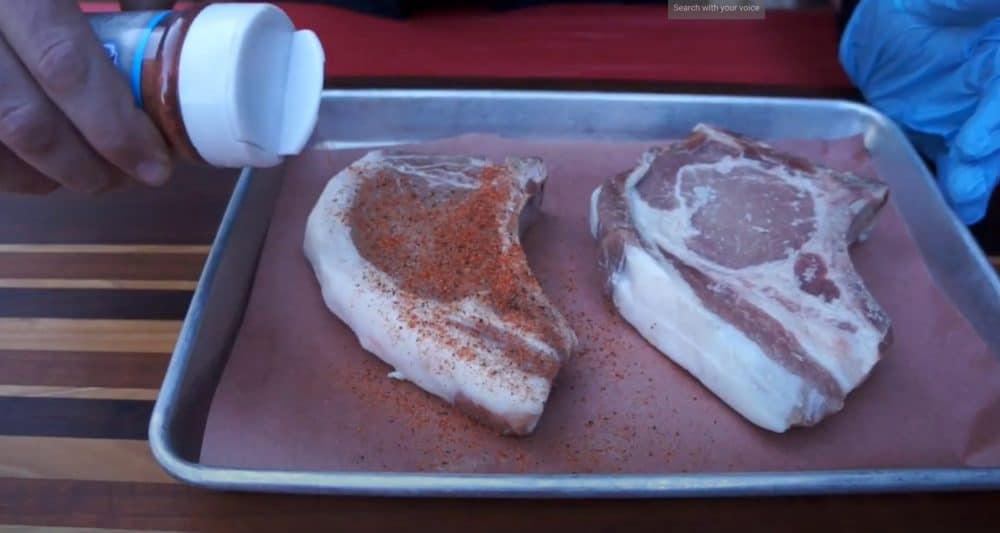 seasoning pork chops for the pellet grill