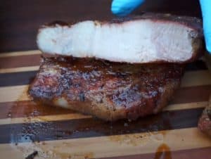 a cut apart smoked pork chop