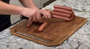 spiraling a smoked hot dog