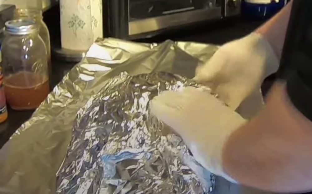 wrapping a hot and fast brisket in foil for the pellet grill