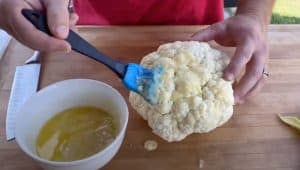 basting cauliflower with butter and garlic for smoker