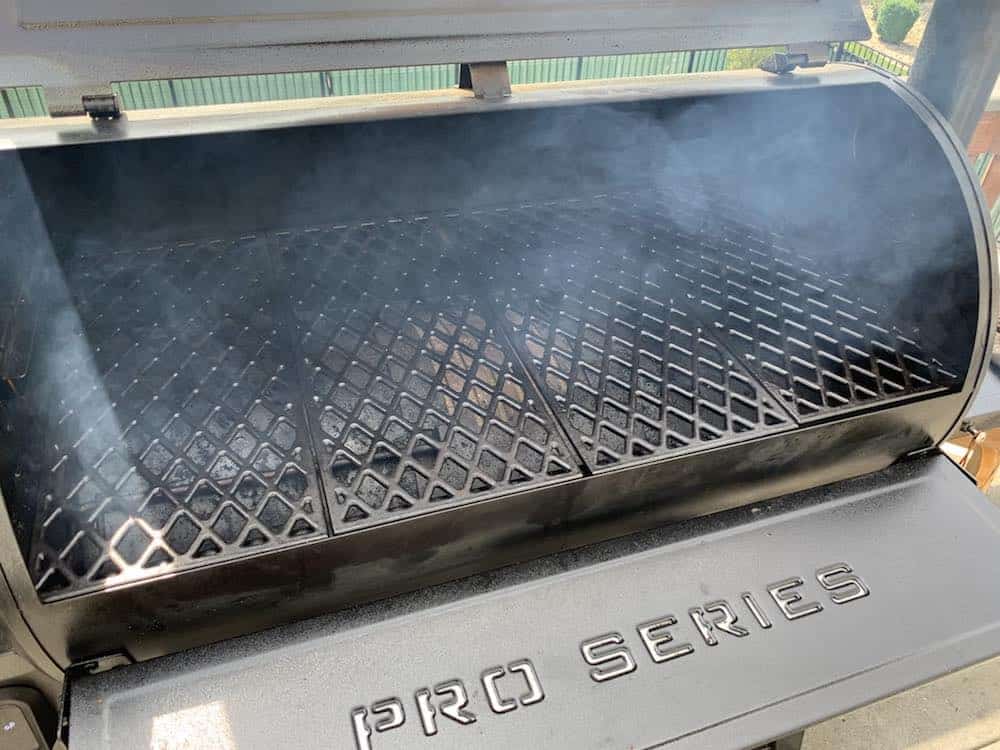 a pit boss pellet grill making white smoke