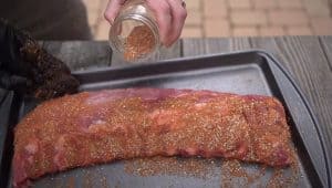 putting rub on the top of 321 ribs