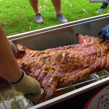 a pig roast in the backyard