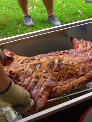 a pig roast in the backyard