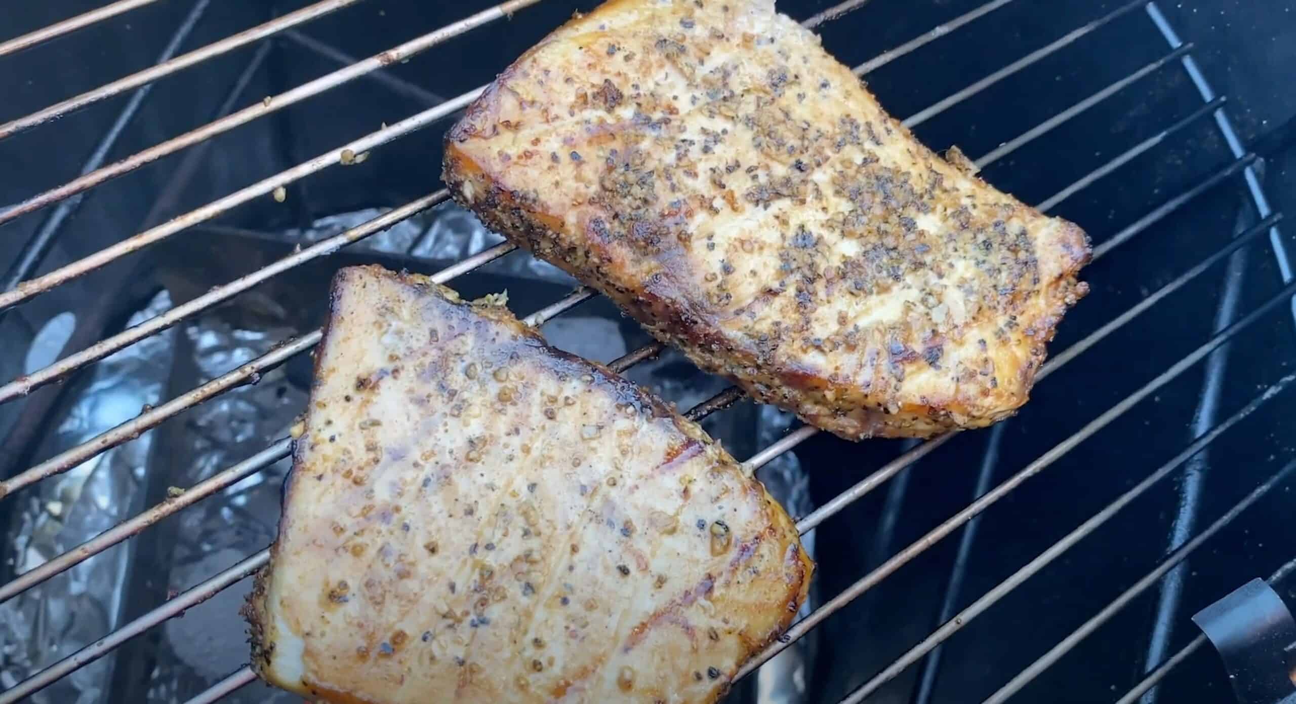 Smoked Swordfish Steaks with Lemon and Garlic Mad Backyard