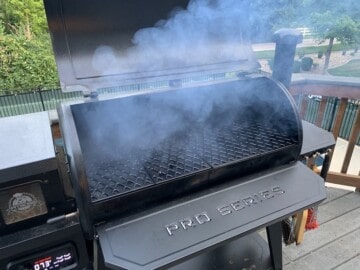 white smoke coming out of a pit boss