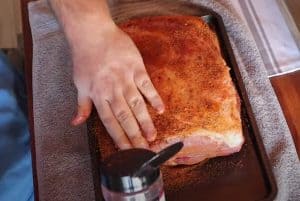 seasoning a pork butt for pulled pork on a pit boss pellet grill