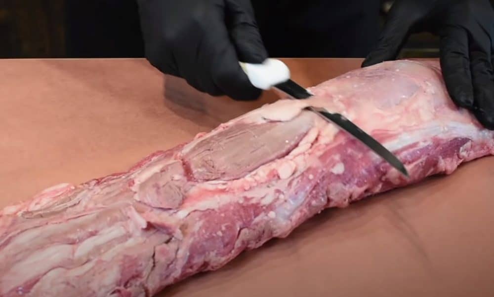 removing the silverskin from the beef tenderloin