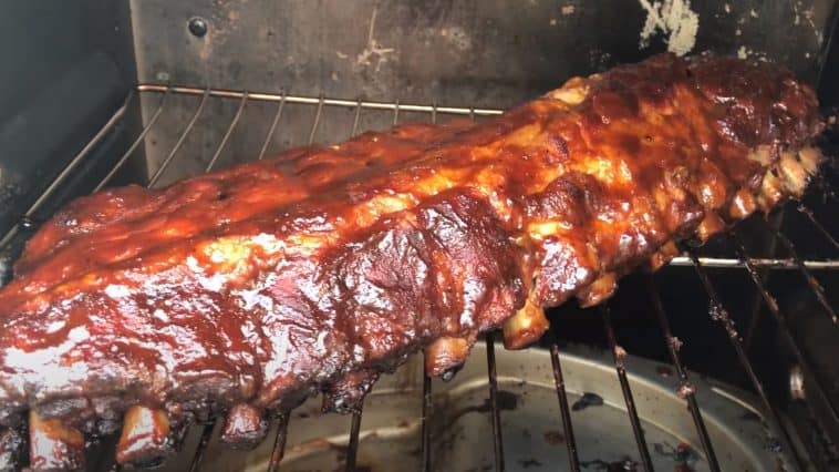 smoked baby back ribs in an electric smoker - masterbuilt