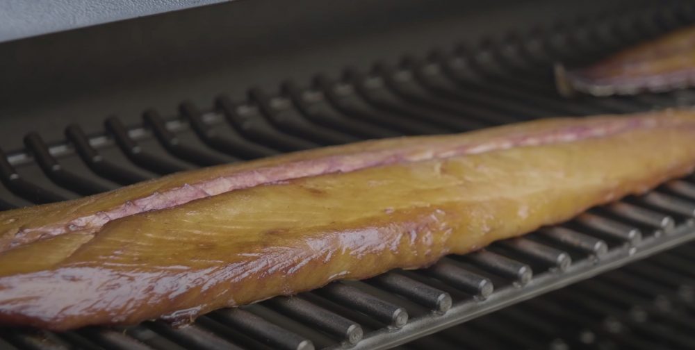 smoked mackerel on a grill