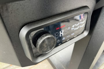 a Pit Boss pellet grill temperature panel showing it set to High