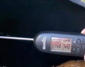 165 degrees showing on an instant read thermometer