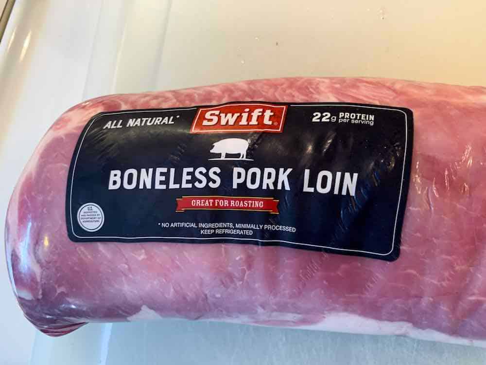 Boneless pork loin in package