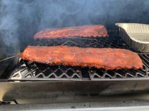 smoking baby back ribs on a pit boss pellet grill