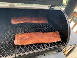 smoking baby back ribs on a pit boss pellet grill