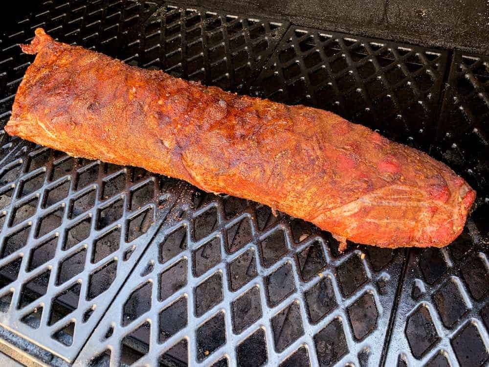 pork loin smoking on a pit boss pellet grill