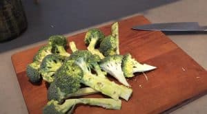 broccoli on a cutting board