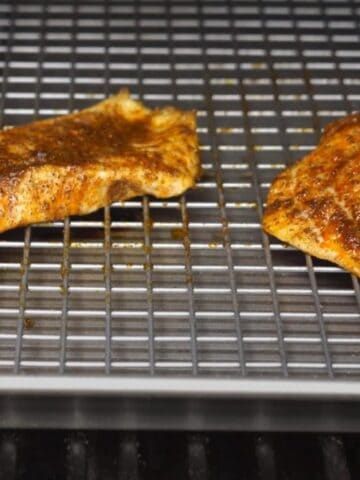 smoked red snapper fillets on a pellet grill