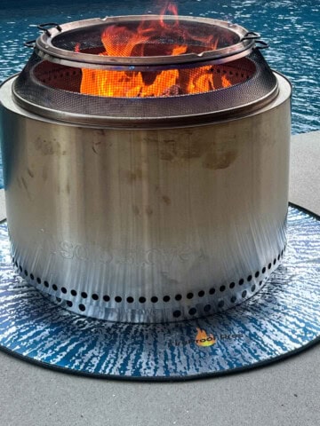 a solo stove fire pit on a concrete patio