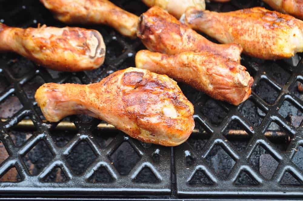 chicken legs smoking on a pit boss pellet grill