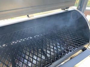 white start up smoke on a pit boss pellet grill